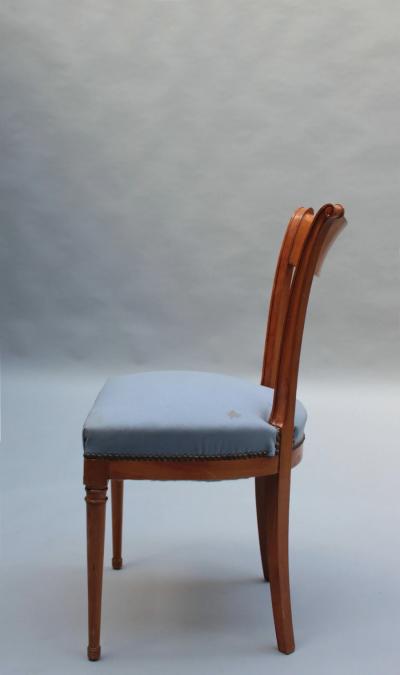 A Pair of Fine French Art Deco Cherry Wood Side Chairs