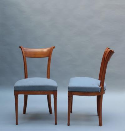 A Pair of Fine French Art Deco Cherry Wood Side Chairs