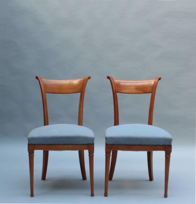 A Pair of Fine French Art Deco Cherry Wood Side Chairs