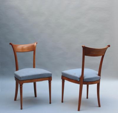 A Pair of Fine French Art Deco Cherry Wood Side Chairs