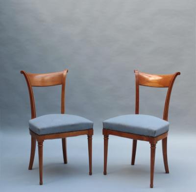 A Pair of Fine French Art Deco Cherry Wood Side Chairs