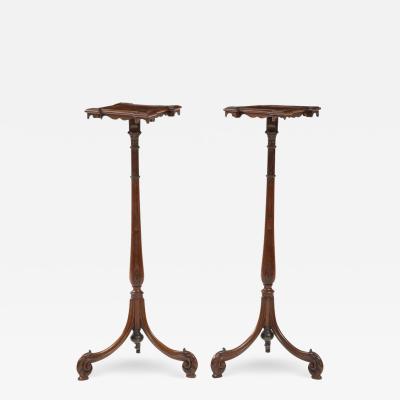 A Pair of Finely Carved Georgian Quatrefoil Mahogany Stands