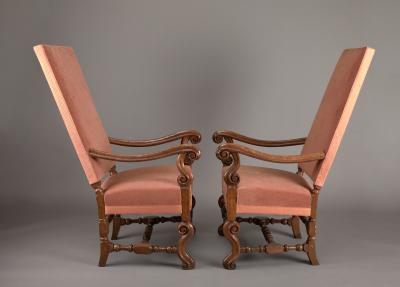 A Pair of Franco Flemish 17th Century High Back Armchairs