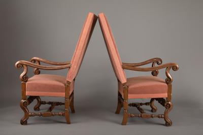 A Pair of Franco Flemish 17th Century High Back Armchairs