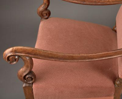 A Pair of Franco Flemish 17th Century High Back Armchairs