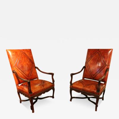 A Pair of French 18th Century Walnut R gence Fauteuils