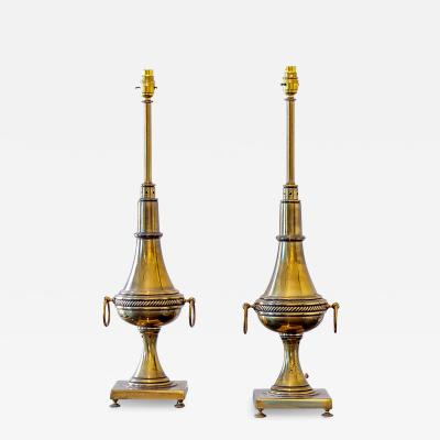 A Pair of French Brass Lamps 1920s