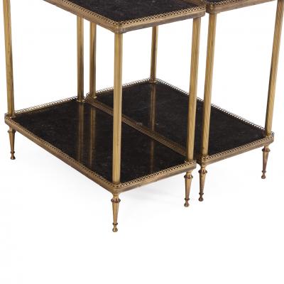 A Pair of French Brass and Marble Two Tier Tables C 1945 