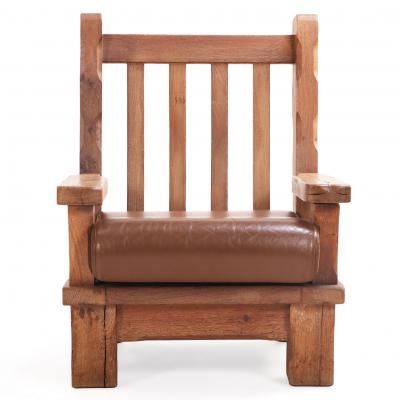 A Pair of French Brutalist style Oak Armchairs C 1960 