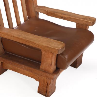 A Pair of French Brutalist style Oak Armchairs C 1960 