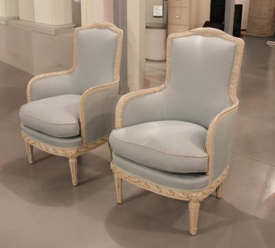 A Pair of French Carved Bergere Chairs circa 1780