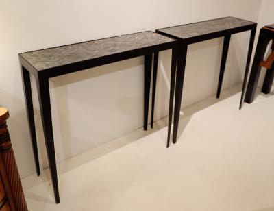 A Pair of French Consoles with Sting Ray Skin Tops circa 1990