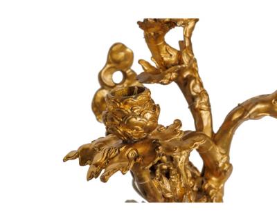 A Pair of French Japonisme Three Light Dragon Bronze Wall Appliques Lievre