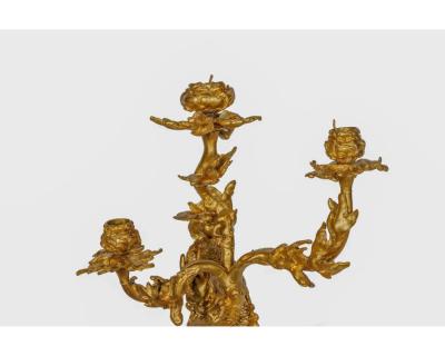 A Pair of French Japonisme Three Light Dragon Bronze Wall Appliques Lievre