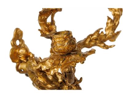 A Pair of French Japonisme Three Light Dragon Bronze Wall Appliques Lievre