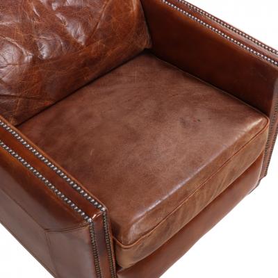 A Pair of French Leather Club Chairs C 1980 