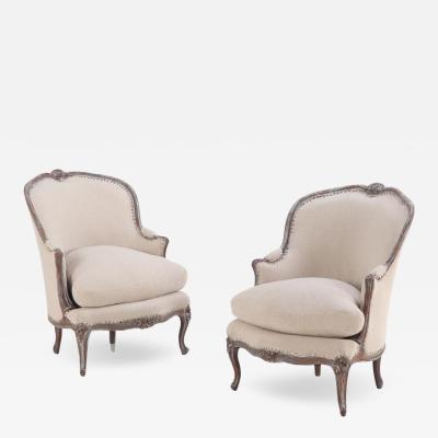 A Pair of French Louis XV style Bergere Chairs C 1910 