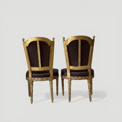 A Pair of French Louis XVI Giltwood Side Chairs circa 1780