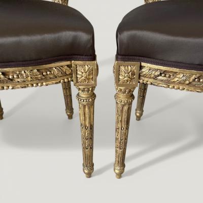 A Pair of French Louis XVI Giltwood Side Chairs circa 1780