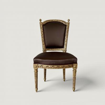 A Pair of French Louis XVI Giltwood Side Chairs circa 1780
