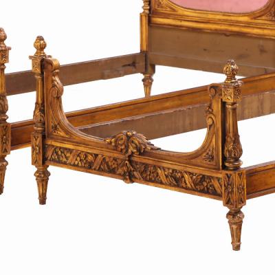 A Pair of French Louis XVI Style Carved Giltwood Twin Beds C 1920 
