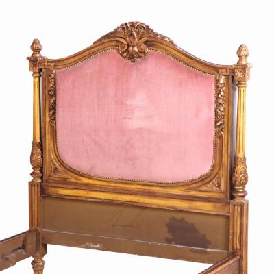 A Pair of French Louis XVI Style Carved Giltwood Twin Beds C 1920 