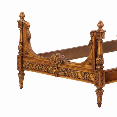 A Pair of French Louis XVI Style Carved Giltwood Twin Beds C 1920 