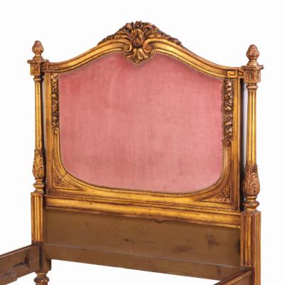 A Pair of French Louis XVI Style Carved Giltwood Twin Beds C 1920 