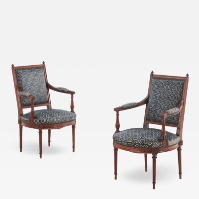 A Pair of French Louis XVI style Open Armchairs C 1940 