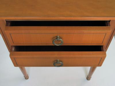 A Pair of French Mid Century Sycamore 2 Drawer Bedside Tables