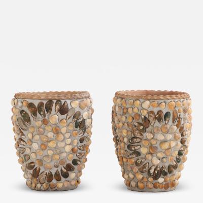 A Pair of French Planters with Shell Decoration Contemporary 