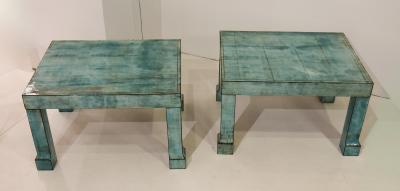 A Pair of French Turquoise Horn Tables circa 1970