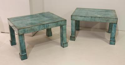 A Pair of French Turquoise Horn Tables circa 1970