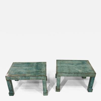 A Pair of French Turquoise Horn Tables circa 1970