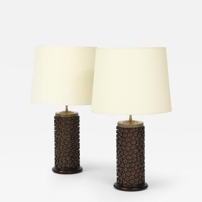 A Pair of French Wallpaper Roller Lamps circa 1960s