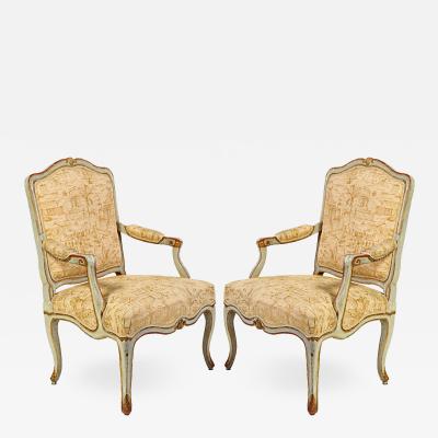 A Pair of Italian 18th Century Painted Armchairs