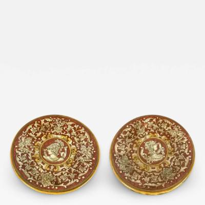 A Pair of Italian Hand Painted Round Ceramic Plates