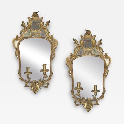 A Pair of Italian Louis XV Giltwood Pier Mirrors
