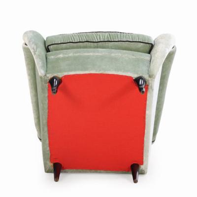 A Pair of Italian upholstered two tone lounge chairs C 1950 