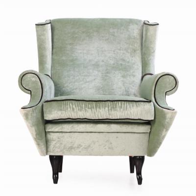 A Pair of Italian upholstered two tone lounge chairs C 1950 