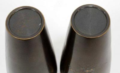 A Pair of Japanese Bronze Vase with Metal Inlays by Mitsufune
