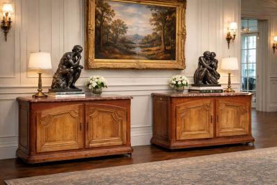 A Pair of Large Marble Top Buffets