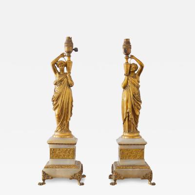 A Pair of Late 19th Century Neoclassical Ormolu Table Lamps
