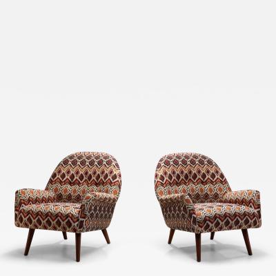 A Pair of Lounge Chairs in Kelim Upholstery Europe ca 1960s