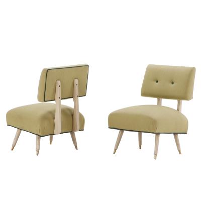 A Pair of MCM Painted and Upholstered Low Boudoir Chairs C 1950 