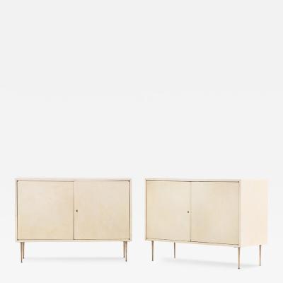 A Pair of MCM Pergamino Covered Cabinets Nightstands C 1950 