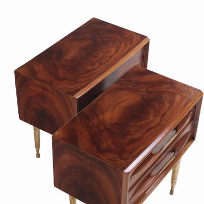 A Pair of Mid Century Modern Burl Walnut End Tables C 1960 