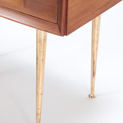 A Pair of Mid Century Modern walnut and brass night stands Circa 1955