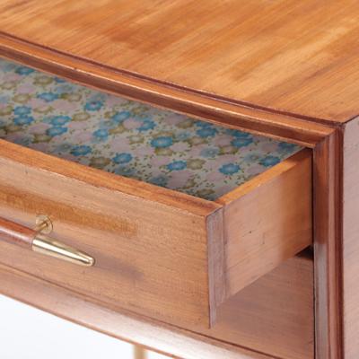 A Pair of Mid Century Modern walnut and brass night stands Circa 1955
