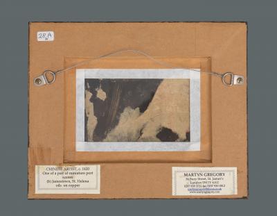 A Pair of Miniature Views of Port Towns Chinese Artist Canton c 1810 20